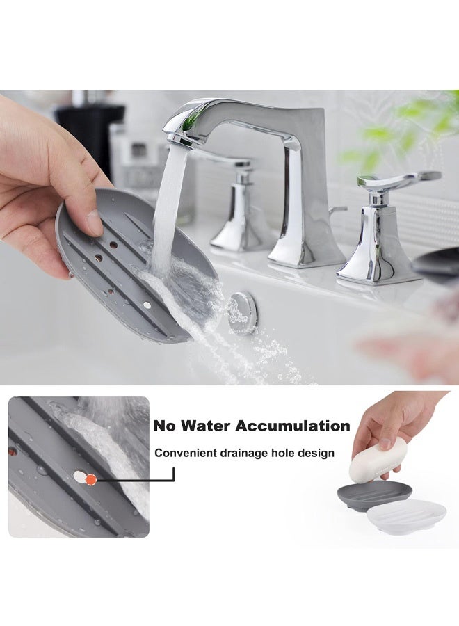 2 Pack Silicone Soap Dish Holder, Flexible Soap Box Self Draining, Anti-Slip Soap Tray for Shower, Bathroom Kitchen Countertop or Shelf, Easy to Clean - Image 5